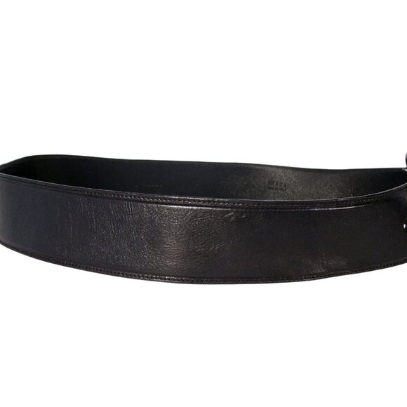 PRADA Wide Leather Belt #4258 Gunmetal Buckle Women's M/L 36/90 (32 - 36 in) - Picture 4 of 11